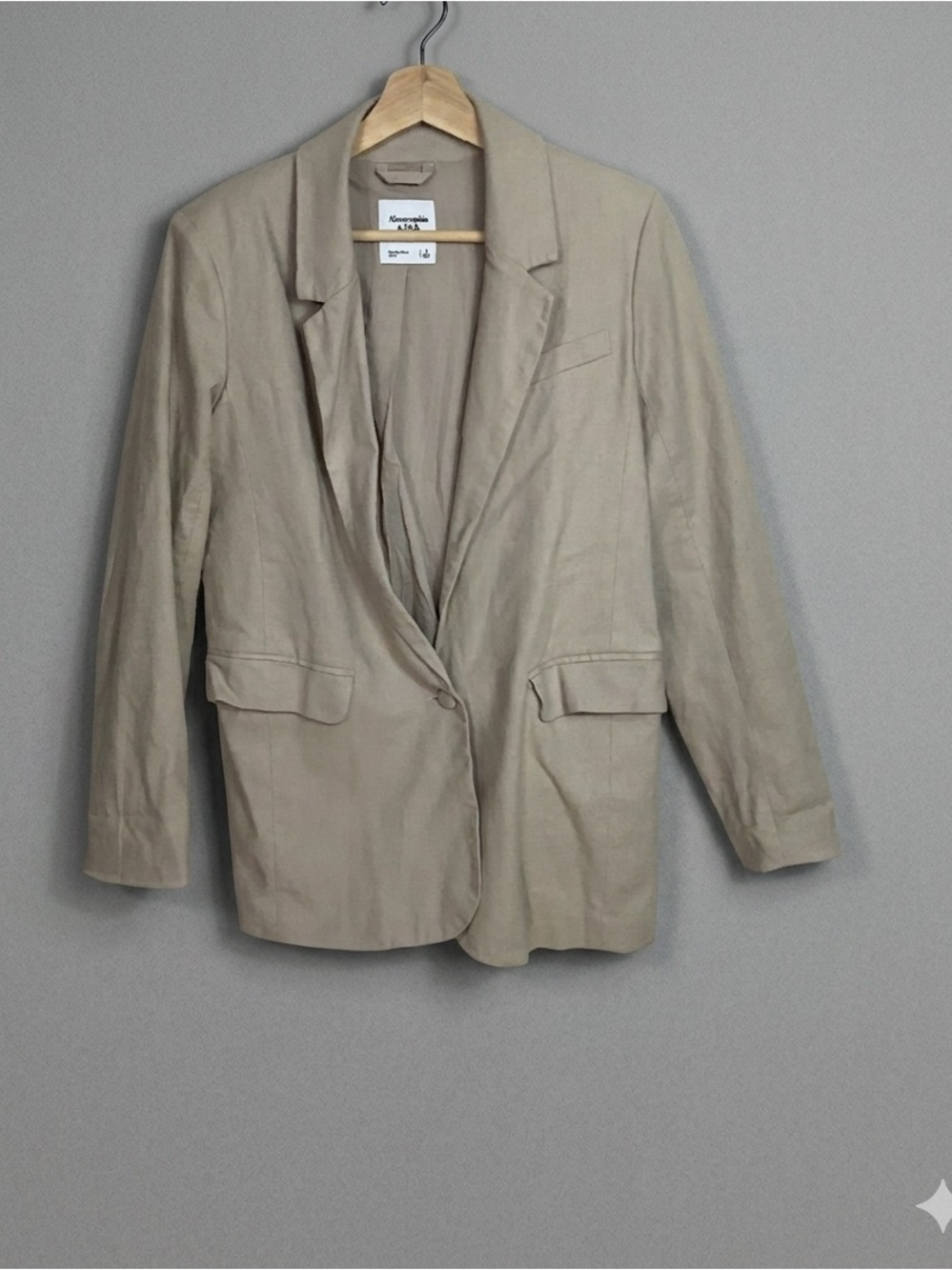 Abercrombie & Fitch Women's Blazer Jacket Tan Beige Single Button Size S Lined